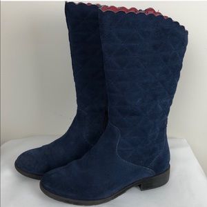 Blue Suede Lands’ End Big Girls boots, Sz 3